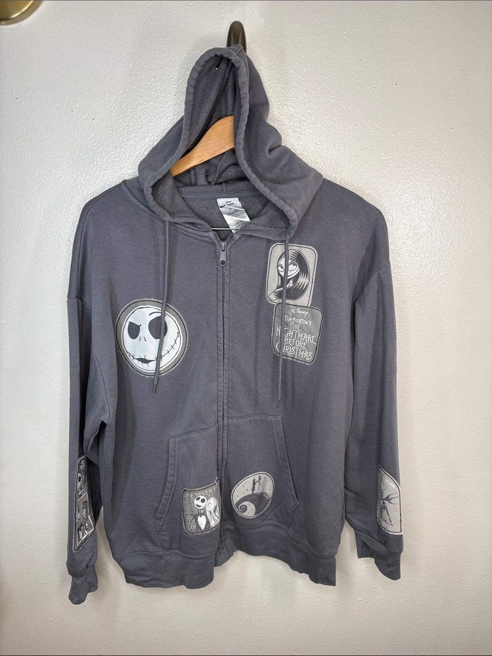 The Nightmare Before Christmas Freeze Grey Zip Hoodie Women Size XL